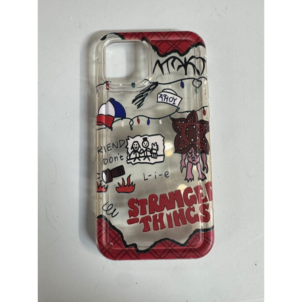 Stranger Things Netflix iPhone 12 Case Clear Doodle Art Demogorgon Scoops Ahoy